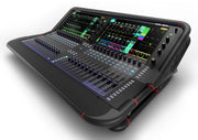 Consola digital Allen & Heath Avantis, 3/4 de frente, para conciertos y espectáculos, 12 canales, doble pantalla táctil 15.6". 
