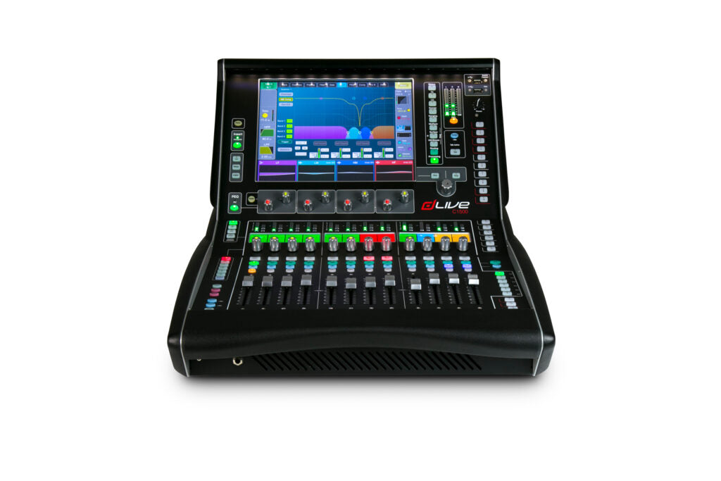 Consola digital Allen & Heath dLive C1500. de frente, para conciertos y espectáculos, 6 entradas, pantalla táctil 12".  dlive mexico