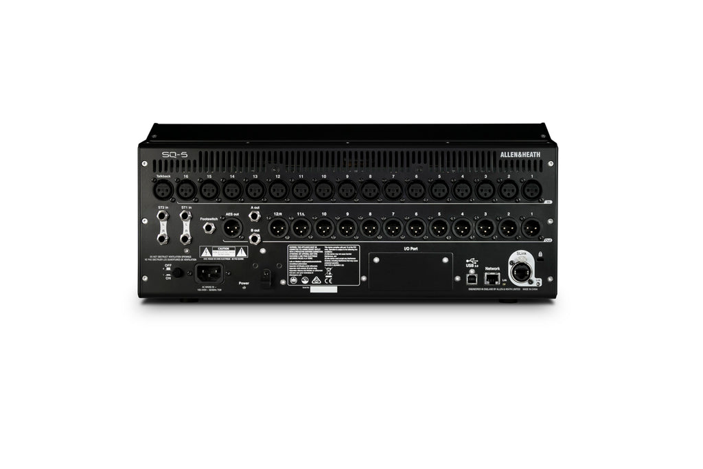 Consola digital Allen & Heath SQ 5, parte trasera, entradas y salidas, allen & heath mexico