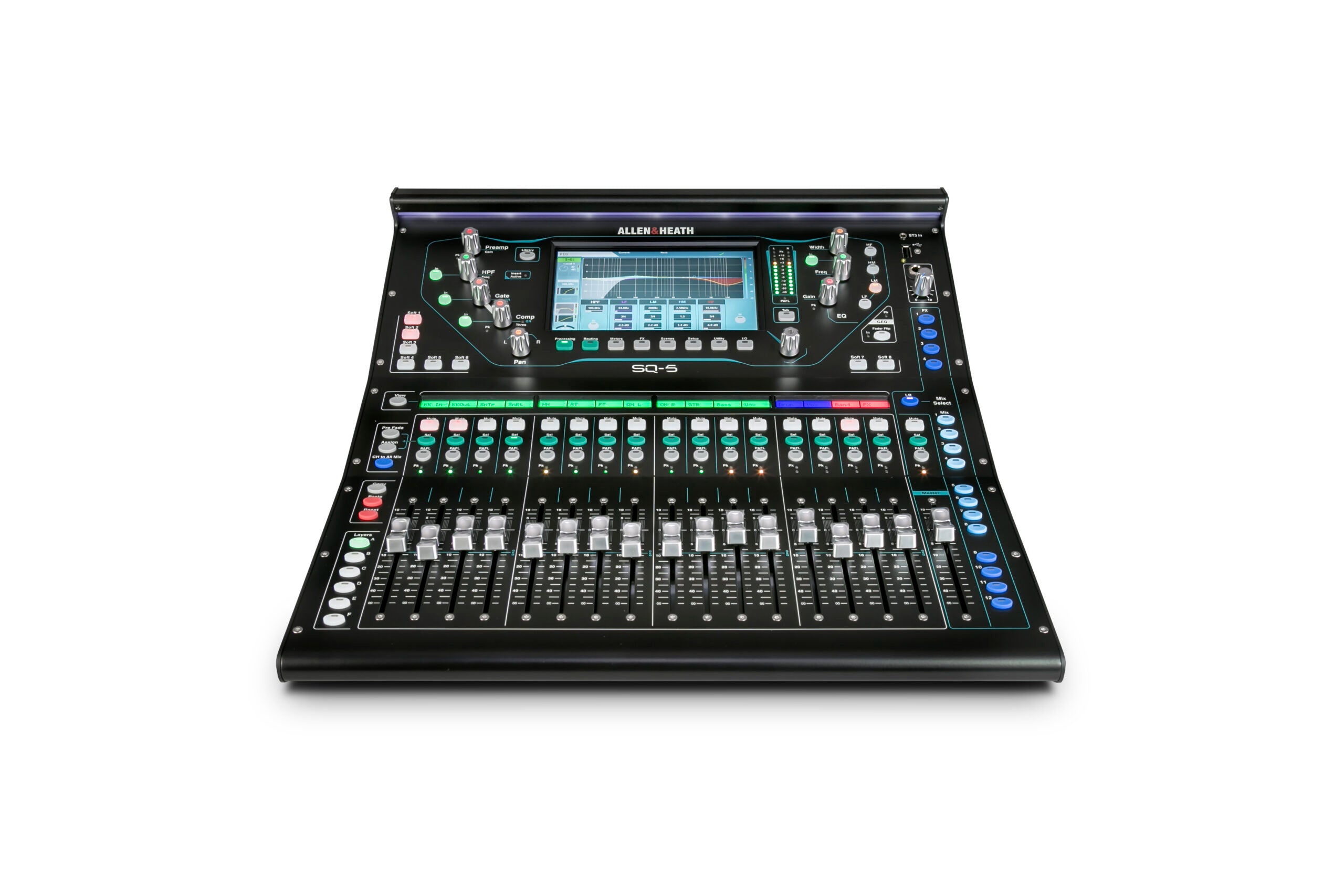 Consola digital Allen & Heath SQ 5, de frente, allen & heath mexico