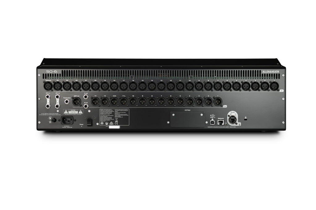Consola digital Allen & Heath SQ 6, parte trasera, entradas y salidas