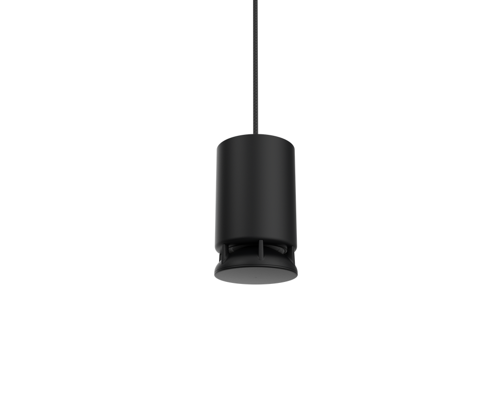 Bocina inalámbrica para instalación colgante, Spottune, OMNI CORD Negra, vista frontal