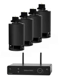 Sistema de audio inalámbrico para instalación en riel, Spottune, OMNI TRACK Negro x 4, vista frontal