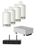 Sistema de audio inalámbrico para instalación en riel, Spottune, OMNI TRACK Blanco x 4 + 1 Sub, vista frontal